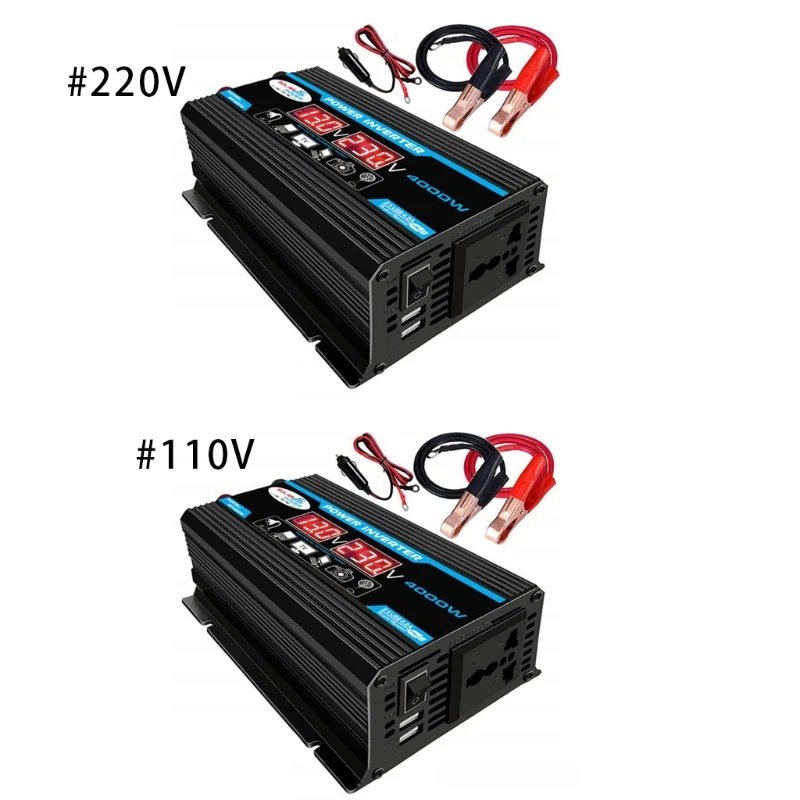2022 Nuovo 4000W Dc 12V A Ac 220/110V Convertitore Volt Inverter Convertitore Doppio Usb Per Auto Con Doppia Porta Di Ricarica Usb
