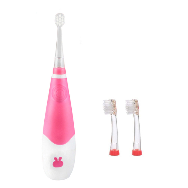 Kid's Sonic Electric Toothbrush Battery Powered 16000 Strokes/Min LED Light 2 Mins Timer Soft Bristle for 0 to 4 Age Baby
