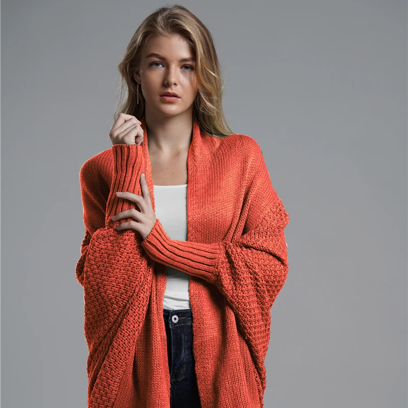 Diwish, длинный кардиган, свободный, однотонный, свитер, пальто,, осенняя мода, длинный рукав, вязанный, кардиган, свитер для женщин, 11 цветов - Цвет: red2