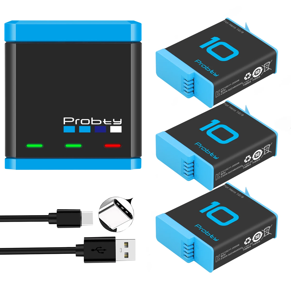 Batteria Da 1850 Mah Per Gopro Hero 11 Hero 10 Caricabatterie Led A 3 Vie Per Batteria Gopro Hero 9 Black Hero9