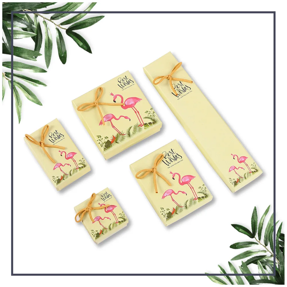 

1pcs Cute Flamingo Jewelry Organizer Box Engagement Ring Earrings Necklace Bracelet Display Gift Boxes Holder Carton Bow Case