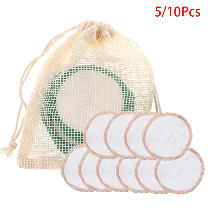 

5/10 Pcs Reusable Bamboo Cotton Cleansing Make Up Remover Pads Two Layers