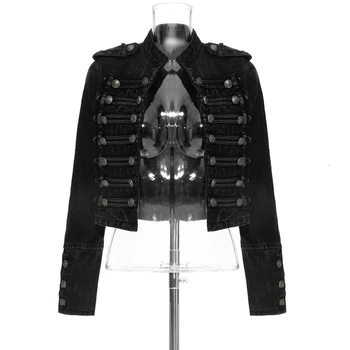 

Streetwear Plus size Loose Button Split Short Denim Jacket Women Fashion Spring Autumn 2020 Stand Collar Long Sleeve Jean jacket