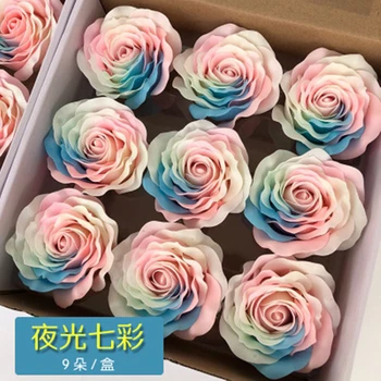 

9PCS Colorful Luminous Soap Rose Head Soap Flower Eternal Flower Creative Bouquet Gift Valentine's Day