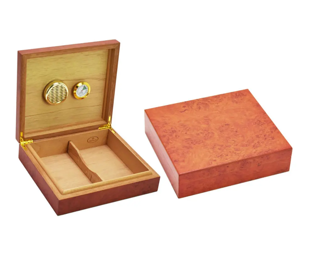 Испанский кедр из дерева Гавана коробка для сигар с глянцевой отделкой Позолоченные петли хьюмидор большой емкости коробка для Хранения Сигар w гигрометр