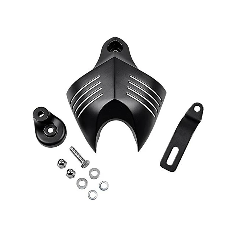 Black Twin Horn Cover V-Shield Cowbell Set for 1992- Harley Dyna Softail Road King Street Electra Glide V-Rod