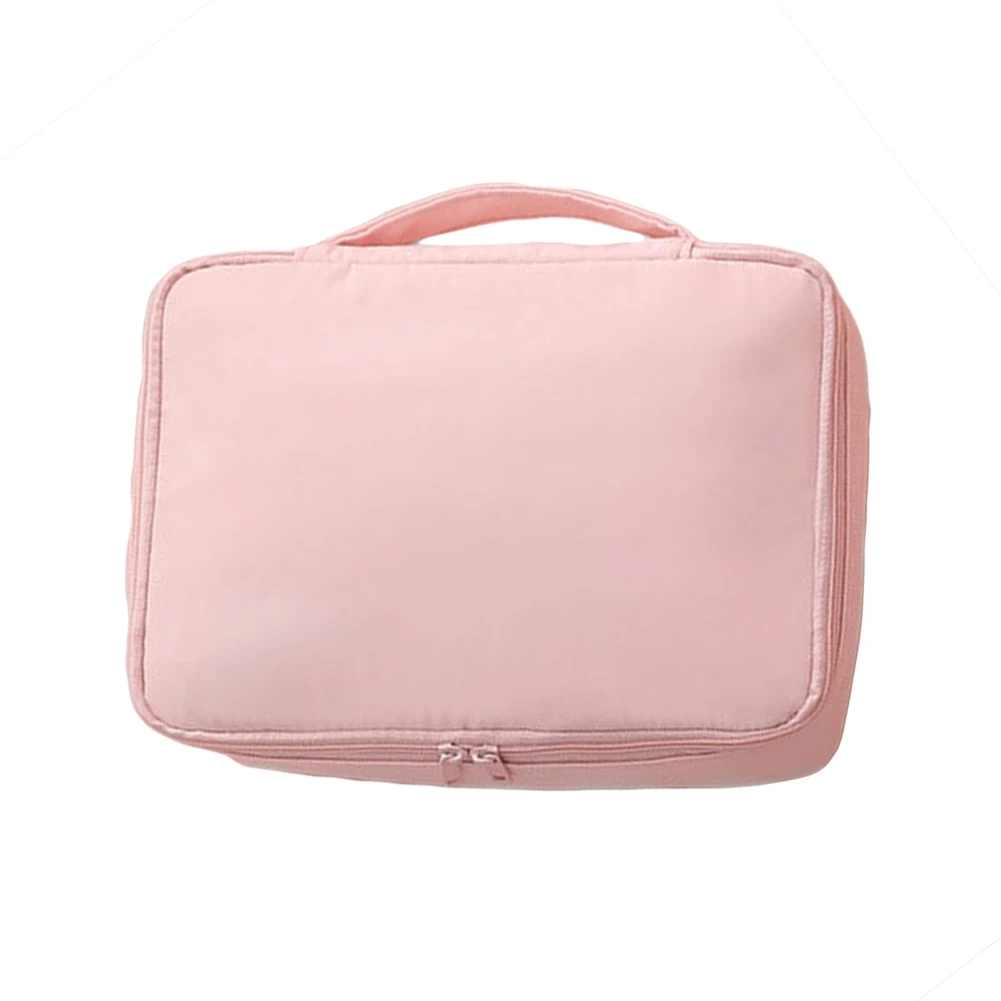 Повседневный портативный красивый чехол для женщин, одноцветная косметичка для туалетных принадлежностей, большая сумка для хранения, полиэфирная большая сумка - Цвет: Розовый