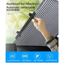 Car Windshield Sun Visor Car Sunshade Insulation Sunshade Automatic Retractable Shading Front Curtain Sunscreen