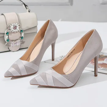 

Spring Autumm Thin Heels Slip-on Women Basic Pumps Pointed Toe Super High Fashion Single Shoes Casual Shallow Ladies Pumps