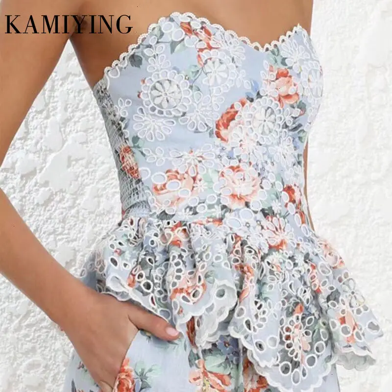 

KAMIYING Casual Print Sleeveless Women Blouse Sexy Off Shoulder Lace Patchwork Irregular Slim Shirt Female Fashion new