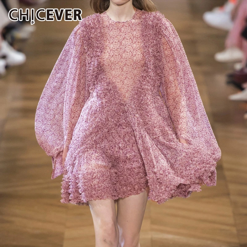 Женское мини-платье CHICEVER летнее лоскутное платье с круглым вырезом