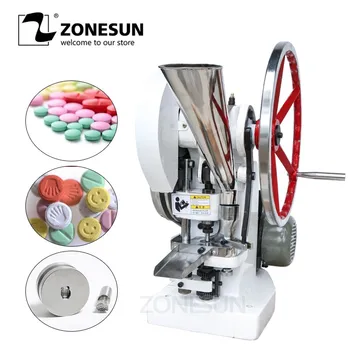 

ZONESUN TDP5 type 50KN Pressure Press Harder Candy Sugar Milk Maker Tablet Press Machine Single Punch Tablet Making Machine