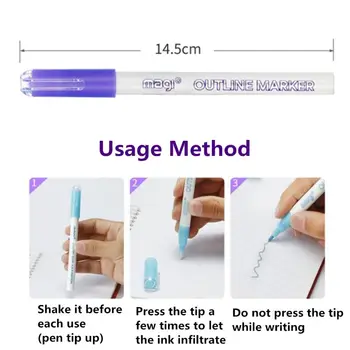 

Self-outline Metallic Markers, 8pcs Double Line Pen BuIIet Journal Pens & Colore