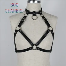 Boogeaneel Для женщин Ремни в стиле «панк-рок» с воротником-хомутом для маленьких девочек колье Готический упряжь средства ухода за кожей сексуальный Бондаж Клетка бюстье скульптуры грудь