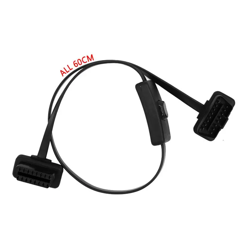 Бесплатная доставка! Удлинительный кабель OBD II с переключателем плоский тонкий