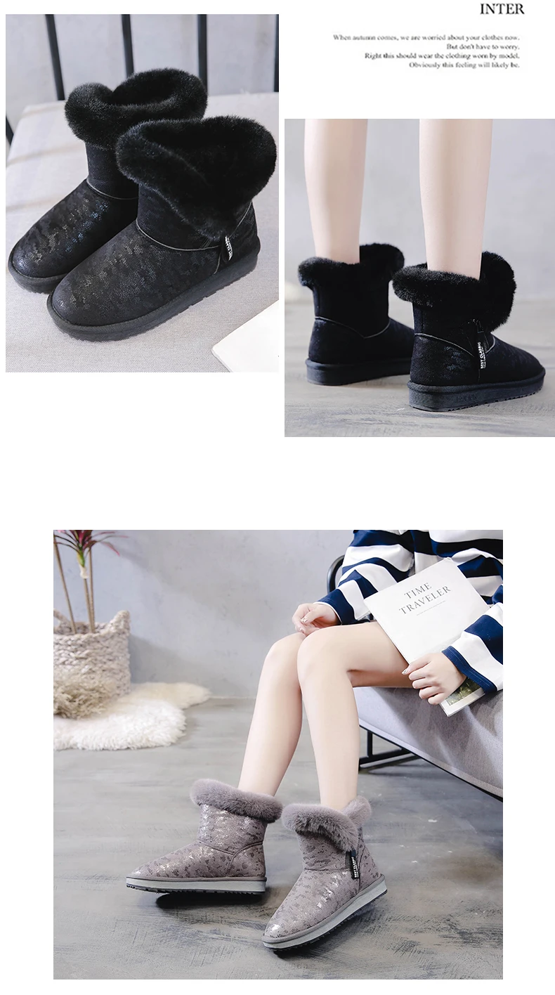 SWONCO/Зимние плюшевые бархатные короткие зимние сапоги; женская зимняя обувь; коллекция года; Теплая обувь с хлопковой подкладкой; женские ботильоны