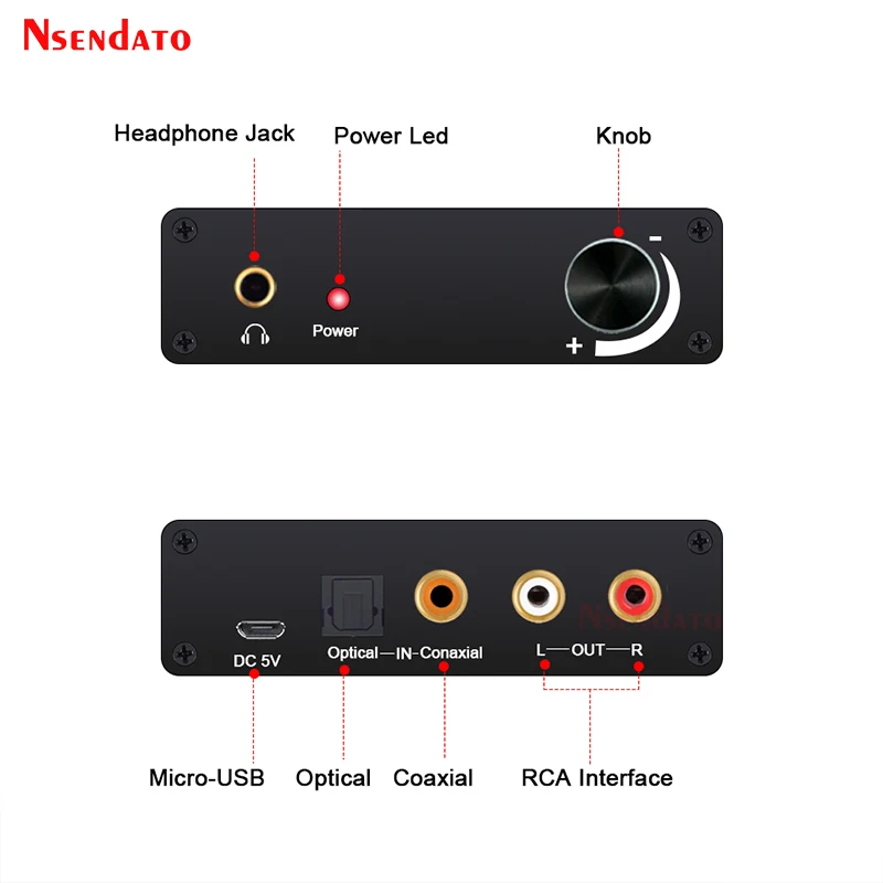 Adaptador de Conversor e Decodificador de Áudio Óptico para Rca Digital de Áudio 5.1ch para Dolby Ac3 a 2.0ch Coaxial Conversor 192khz Dac Dts 3.5mm - Image 2