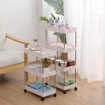 

2/3/4 Layer Gap Holder Kitchen Storage Rack Fridge Side Shelf Removable With Wheels Shelf Bathroom Organizer Space Saving