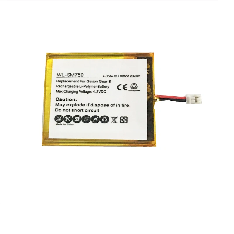 3,7 V 170 мА/ч, EB-BR750 Замена Батарея для samsung Galaxy Шестерни S SM-R750 аккумулятор 2-Отсоединяемый провод
