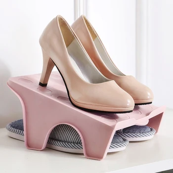 

Shoe Hanger Durable Shoe Organizer Save Space Support Slot Bipedal Design Upper and Lower Double - dimensional Shoe Storage Rack