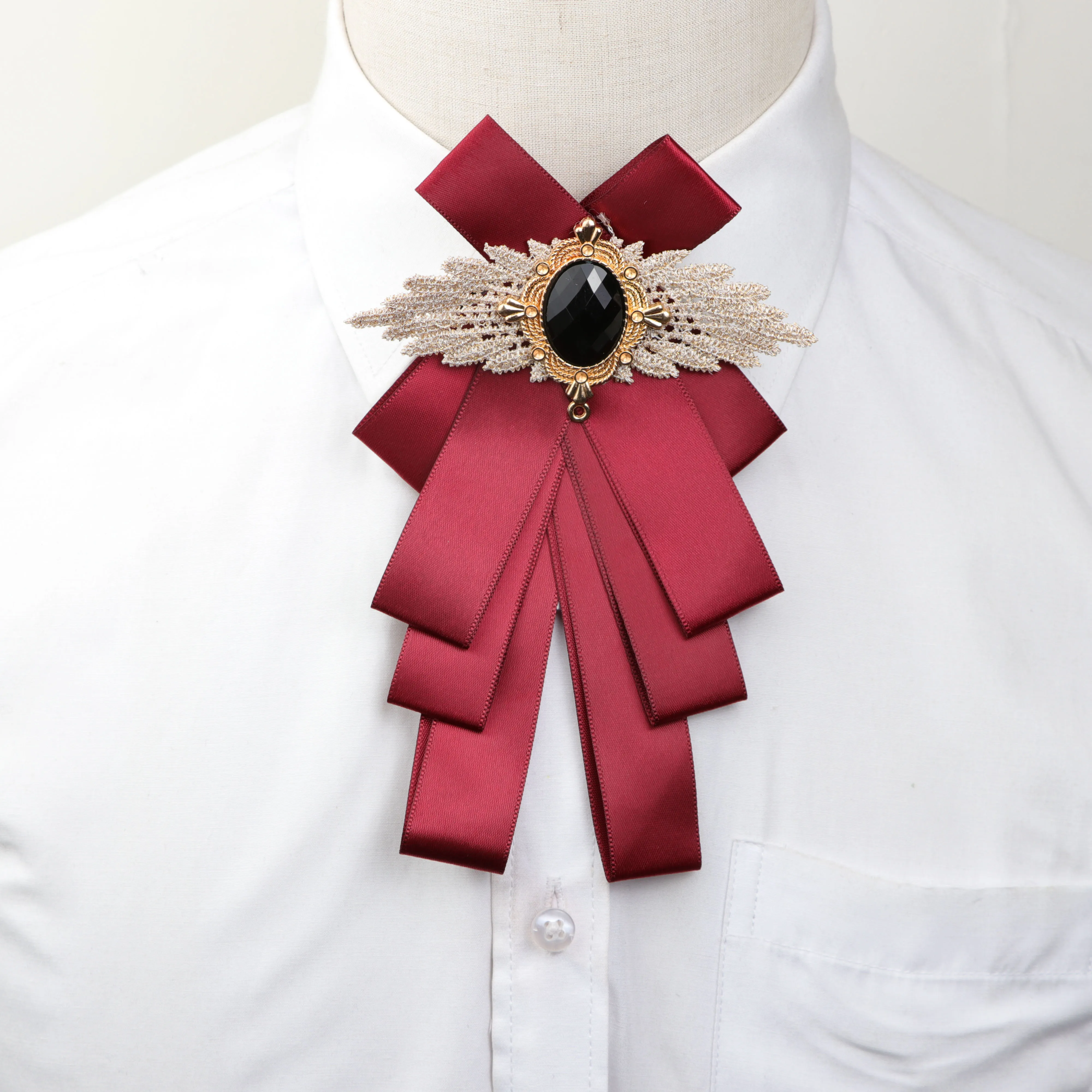 Woman Big Bowtie Fashion Pretty Ribbon Solid Color Butterfly Bowknot Bow Tie Polyester Cravat Pin Lapel neck tie