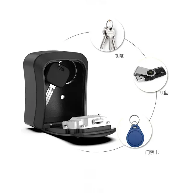 Key Lock Box Wall Mounted Key Safe Box Weatherproof 4 Digit Combination Key Storage Lock Box Indoor Outdoor 2