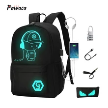 Светящиеся мужские рюкзаки унисекс водонепроницаемые аниме светящиеся школьные сумки для девочек Многофункциональный USB Компьютерный рюкзак для безопасности