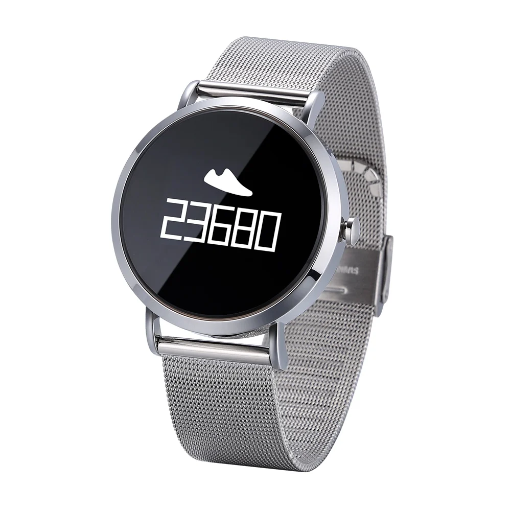 CV08 браслет для смарт-часов спортивные умные часы 0,95 дюймов OLED фитнес-трекер пульсометр Монитор артериального давления для мужчин и женщин - Цвет: Silver Steel