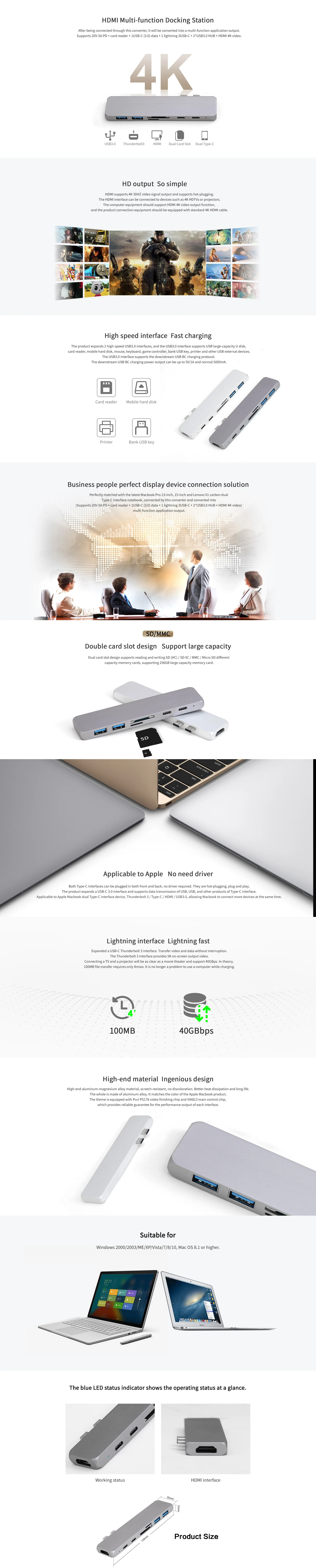 USB C концентратор USB-C до 3,0 концентратор SD/TF карта Thunderbolt 3 адаптер для MacBook samsung Galaxy S9 huawei P20 mate 20 Pro type C usb-хаб