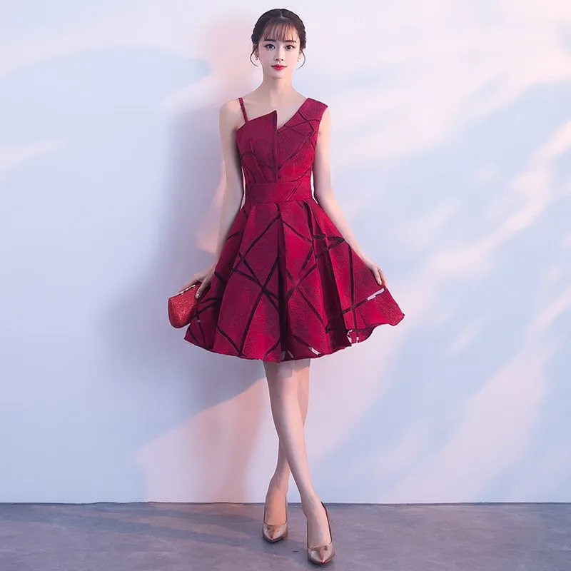 Платье, коктейльное платье,, без рукавов, короткое, официальное, для вечеринки, платье цвета красного вина, коктейльное платье, vestido ES30108