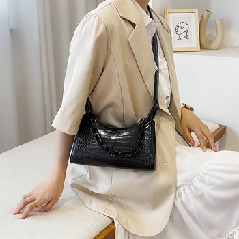 

Women Casual Shoulder Messenger Bags PU Leather Pure Color Chain Tote Purses Youth Ladies Simple Versatile Bag