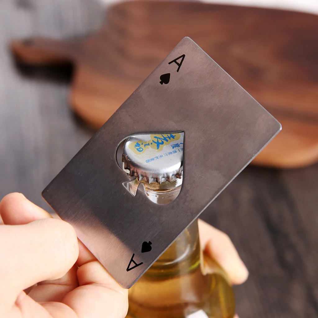 Poker Ace Of Spades Bar Soda Bottle Cap Beer Stainless Steel Bottle Opener