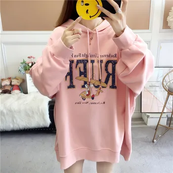 

Long-sleeved Hoodies For Girls Solid Color Hooded Tops Women's Sweatshirt Winter Women Gray Hooded