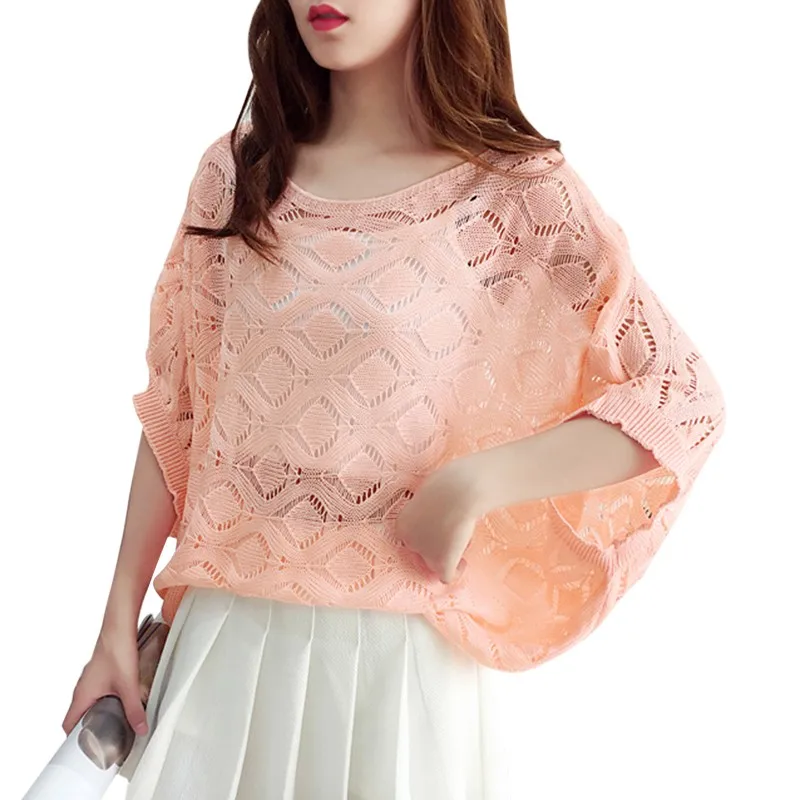 

New Women Summer Hollow Out Knit Cardigan Cotton Lace Shawl T Shirt Beach Bikini Tops 2020 Female Clothing