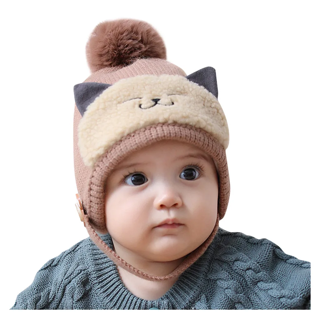 Детские шапки для мальчиков и девочек 0-24 месяцев, теплые зимние шапки, шапка для детей, шарф с капюшоном для малышей, вязаная шапка с ушками, Sombrer# N