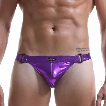 

Hot Sale Sexy Men's G-string Thongs Underwear Faux Leather Jockstrap U Convex Pouch Double G-string Thongs Panties