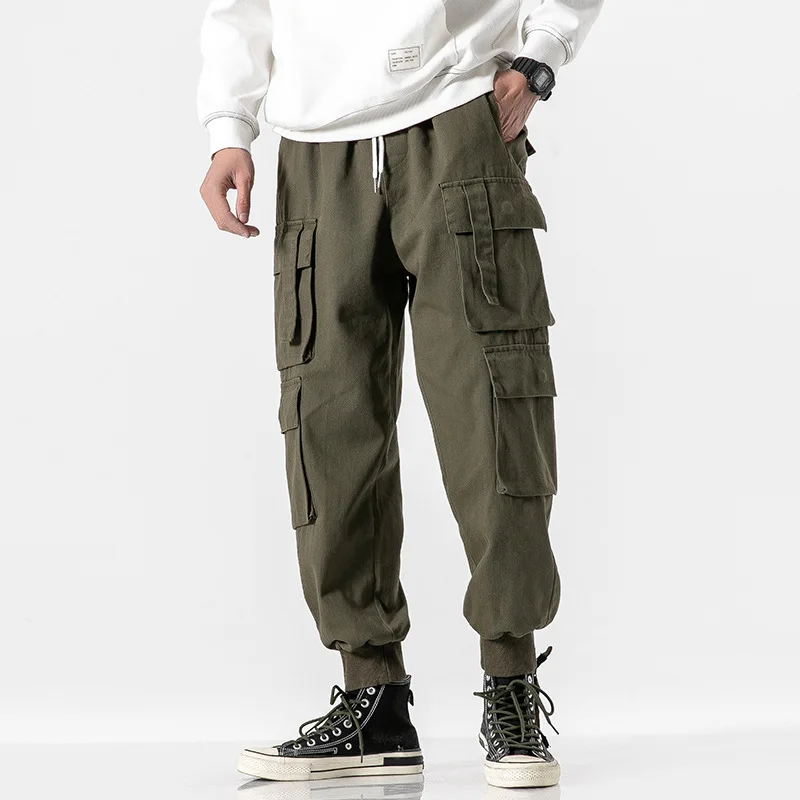 

Wesley Studio 2020 Spring Japanese-style Workwear Large Size Pants Men's Multi-pockets Beam Leg Capri Casual Pants