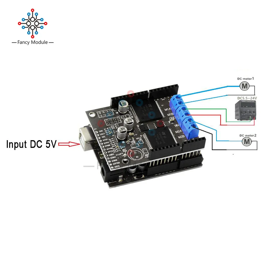 Diymore VNH5019 2-канальный драйвер постоянного тока щит 30A высокий ток с защитой напряжения 2 двунаправленный двигатель постоянного тока высокой мощности