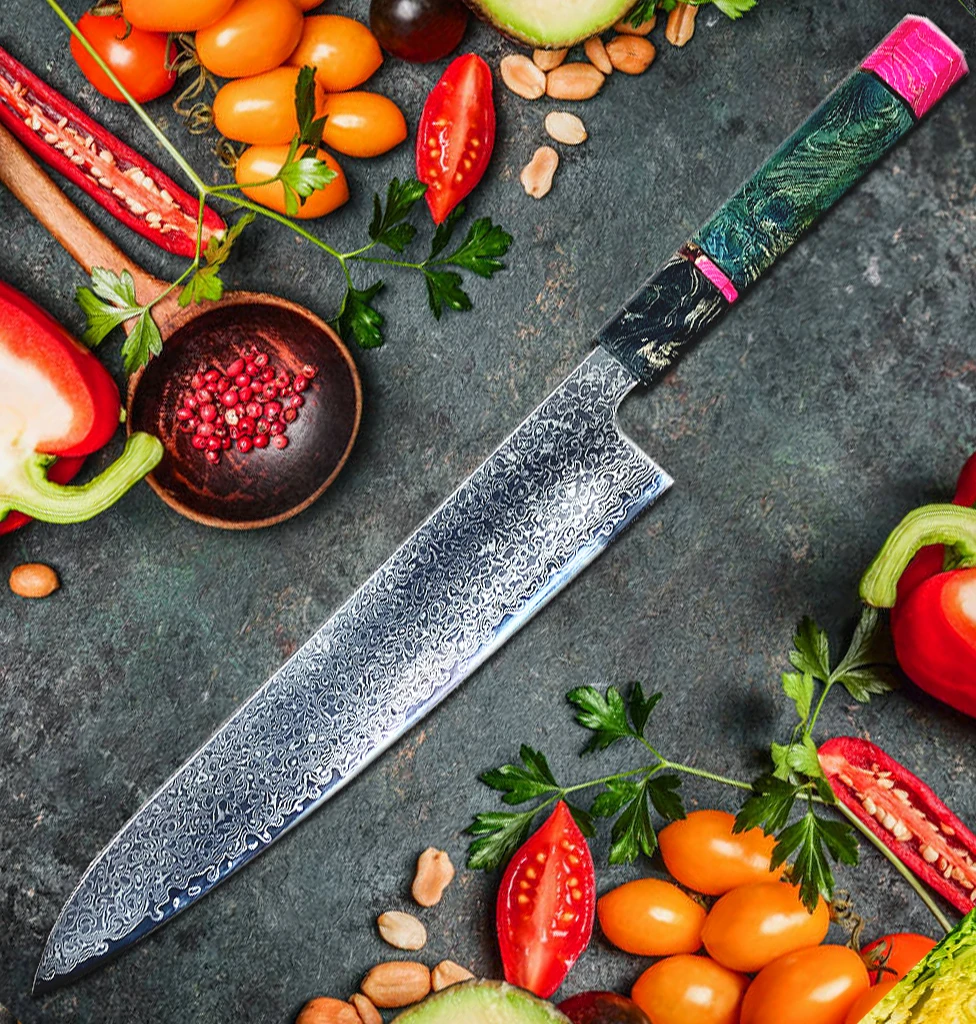 8 '' профессиональный нож шеф повара Gyuto японский дамасский кухонный из