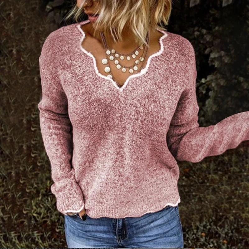 Тонкий свитер в полоску с глубоким v-образным вырезом, блузки, женские осенние вязаные топы, повседневные рубашки с длинным рукавом, женские пуловеры, вечерние блузы, 5XL