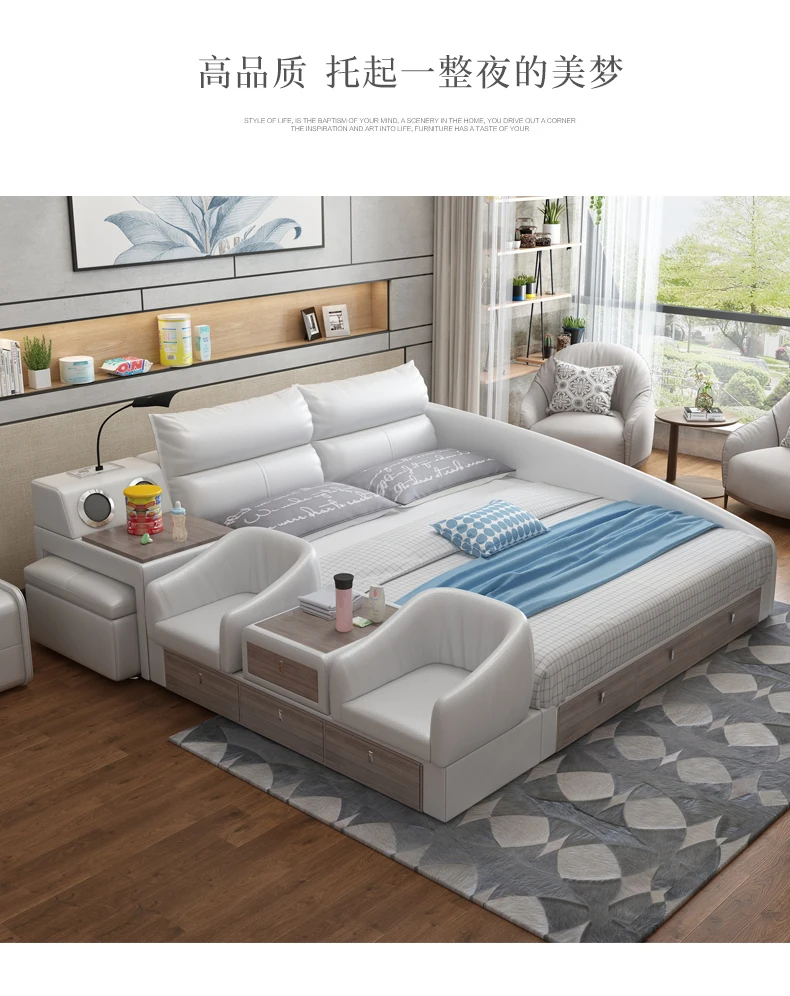 Smart bed frame camas bedroom furniture кровать двуспальная lit beds سرير muebles de dormitorio мебель bedroom set cama de casa