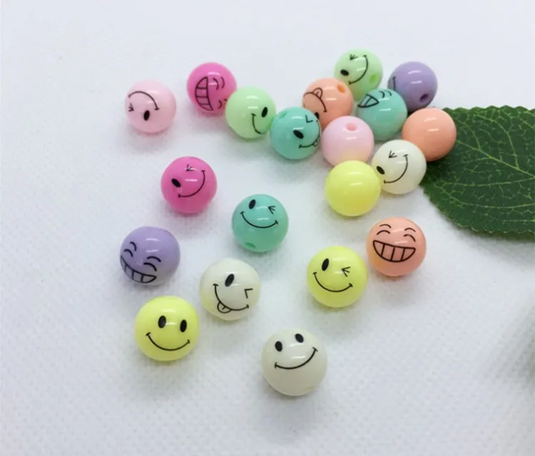 30pcs emoticon beads Smiling Face for kids children girls gifts accessories jewelry crafts bracelet making 6 7 years diy Acrylic