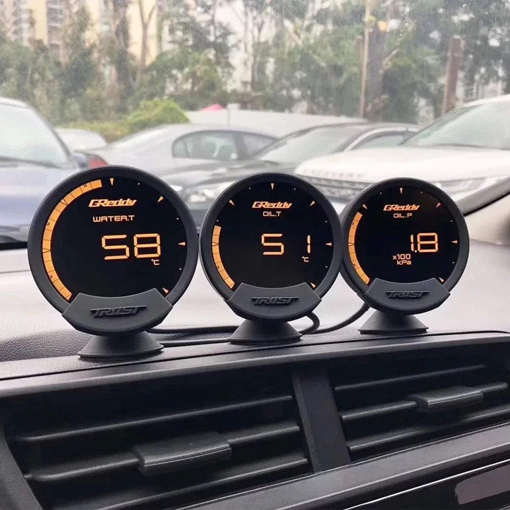 

Greddi Sirius LCD Car Gauge Boost Water Temp Oil Temp RPM Speed Meter Fuel Pressure Air-Fuel Ratio EGT 7 Colors Gauge