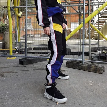

ZCSMLL Summer Woman Leisure Time Pants Split Joint Hit Color High Waist Hip Hop Loose Pants Woman Haren Pants Trousers TM1772