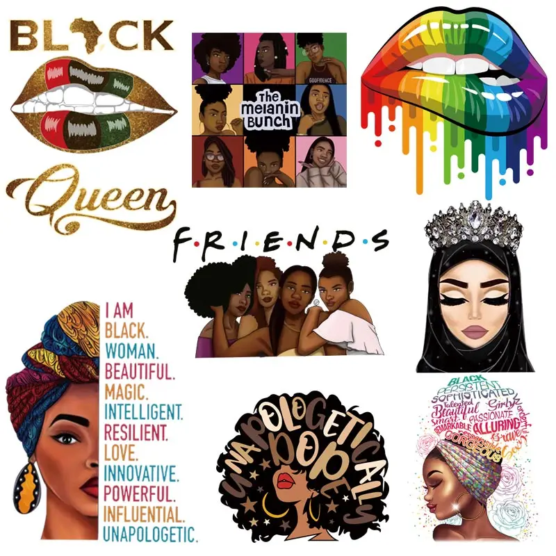 Beautiful African Lady Thermo Transfer Sticker On Clothes DIY Iron On Patches For Clothing