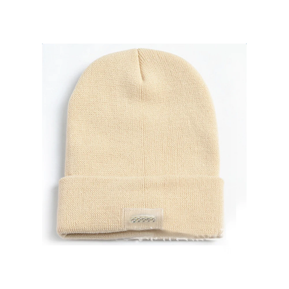 beige Головной убор со светодиодами портативная головная осветительная лампа Gopro Beanies Ночная Рыбалка Охота Кемпинг бег освещение Вязание шерстяное#734 - Испускаемый цвет: beige