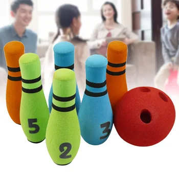 

Kids Bowling Toy Set Toddler Colorful Games Home Garden Six Pin Preschool Hand Eye Coordination Soft Kids Bowling Set Sports