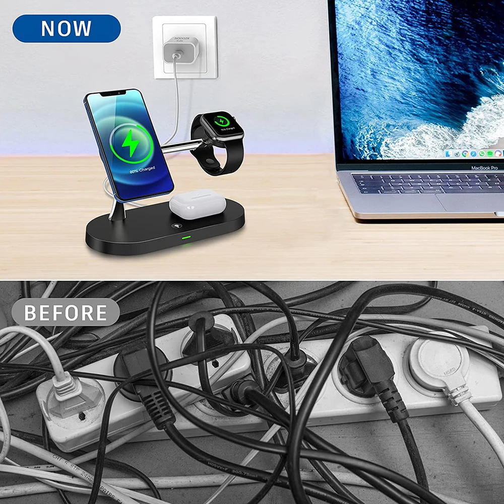 3in1 Wireless Chargers Smart Fast Magnetic Charging Station Qi QC 3.0 for Magsafe iPhone 12 pro Max headset iwatch charger stand