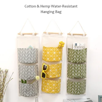 

New 2/3 Pockets Cotton Linen Wall Hanging Storage Bags Door Pouch Bedroom Home Storage Pocket Home Decor Hanging Bag Socks Organ