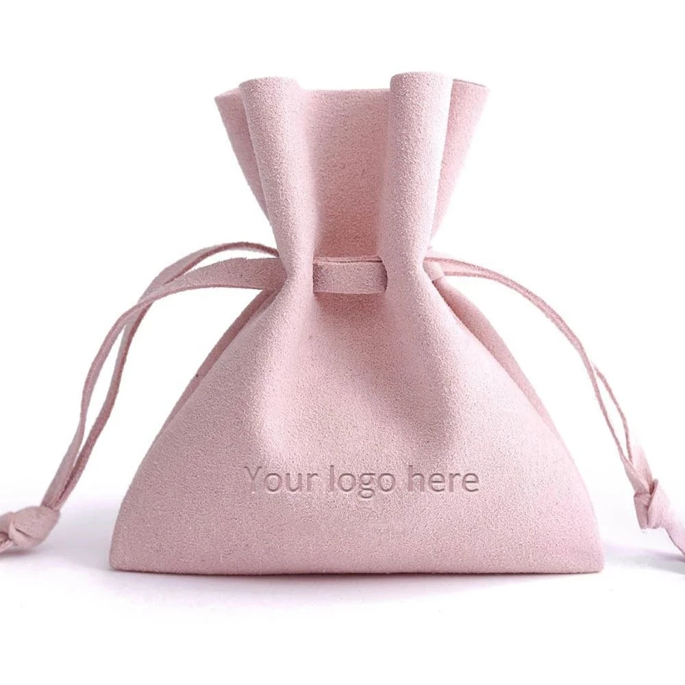 100pcs dark pink custom jewelry packaging pouches custom logo chic small wedding favor microfiber jewelry bags